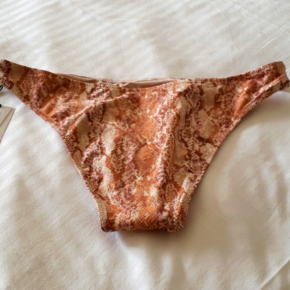 Shade & Shore Lurex Snake Print High Leg Extra Cheeky Bikini Bottom Size Small # - Picture 3 of 9